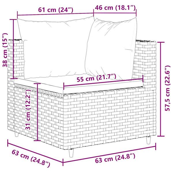 Grote foto vidaxl 5 delige loungeset met kussens poly rattan bruin tuin en terras tuinmeubelen