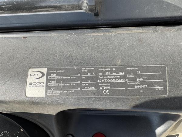 Grote foto vs 22229 elektrische meerijd palletwagen crown wt3040 doe het zelf en verbouw hefwerktuigen