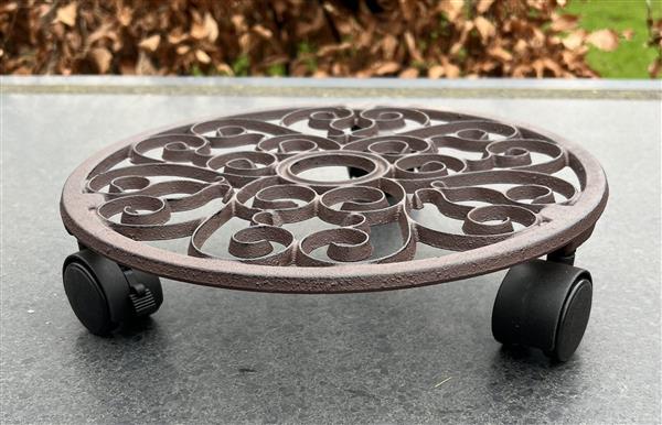 Grote foto planttrolley rond 29 cm. gietijzer tg39 huis en inrichting overige huis en inrichting