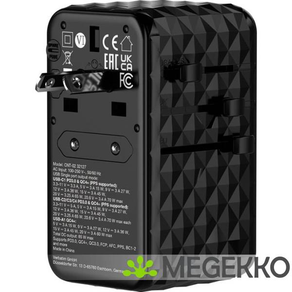 Grote foto verbatim charge n travel gan iii universele reisadapter 85w computers en software overige computers en software