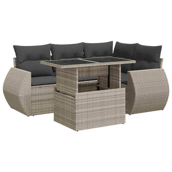 Grote foto vidaxl 6 delige loungeset met kussens poly rattan lichtgrijs tuin en terras tuinmeubelen