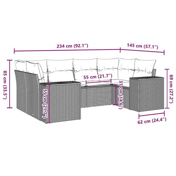 Grote foto vidaxl 6 delige loungeset met kussens poly rattan lichtgrijs tuin en terras tuinmeubelen