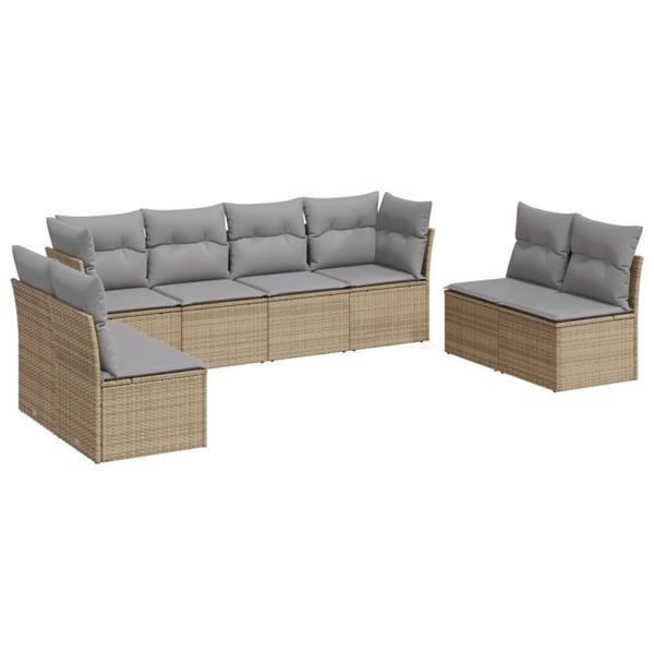 Grote foto vidaxl 8 delige loungeset met kussens poly rattan beige tuin en terras tuinmeubelen