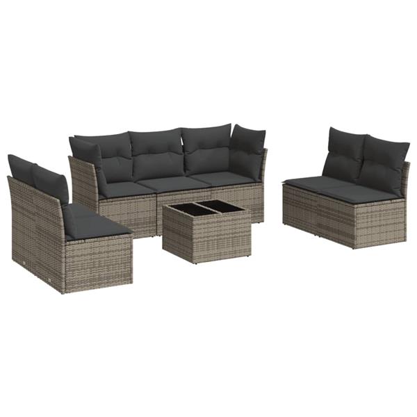 Grote foto vidaxl 8 delige loungeset met kussens poly rattan grijs tuin en terras tuinmeubelen