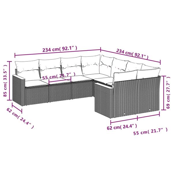 Grote foto vidaxl 8 delige loungeset met kussens poly rattan grijs tuin en terras tuinmeubelen