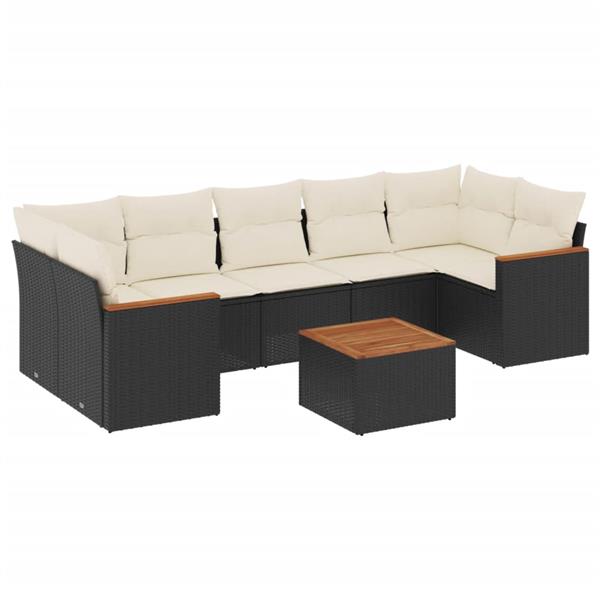 Grote foto vidaxl 8 delige loungeset met kussens poly rattan zwart tuin en terras tuinmeubelen