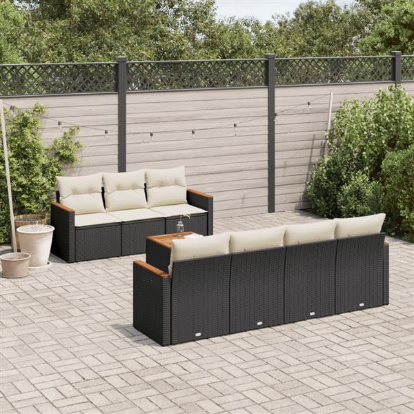 Grote foto vidaxl 8 delige loungeset met kussens poly rattan zwart tuin en terras tuinmeubelen