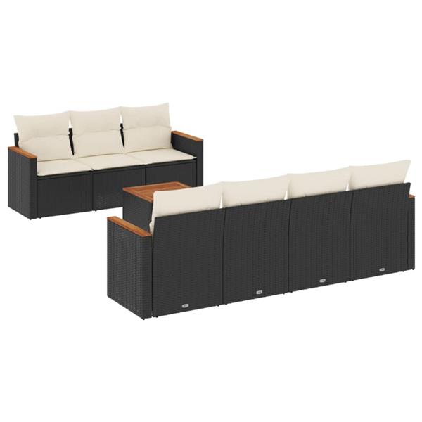 Grote foto vidaxl 8 delige loungeset met kussens poly rattan zwart tuin en terras tuinmeubelen