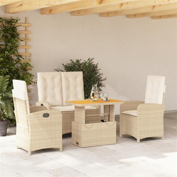 Grote foto vidaxl 4 delige tuinset met kussens poly rattan beige tuin en terras tuinmeubelen