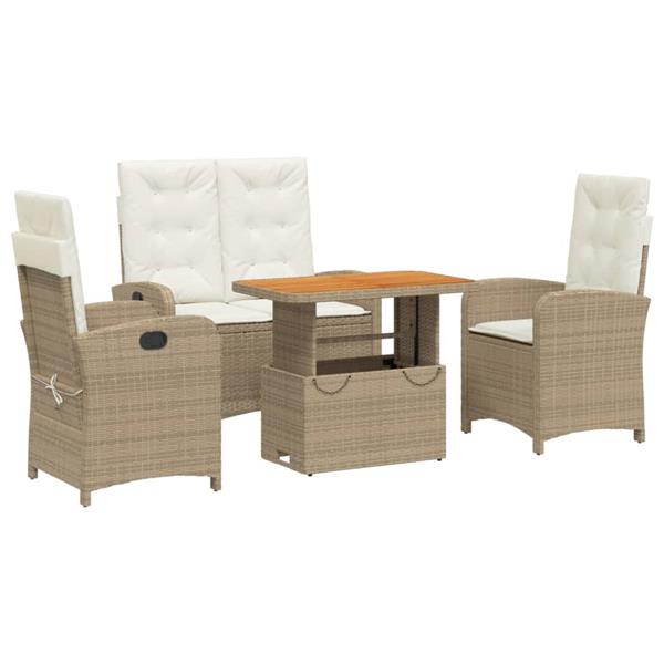 Grote foto vidaxl 4 delige tuinset met kussens poly rattan beige tuin en terras tuinmeubelen