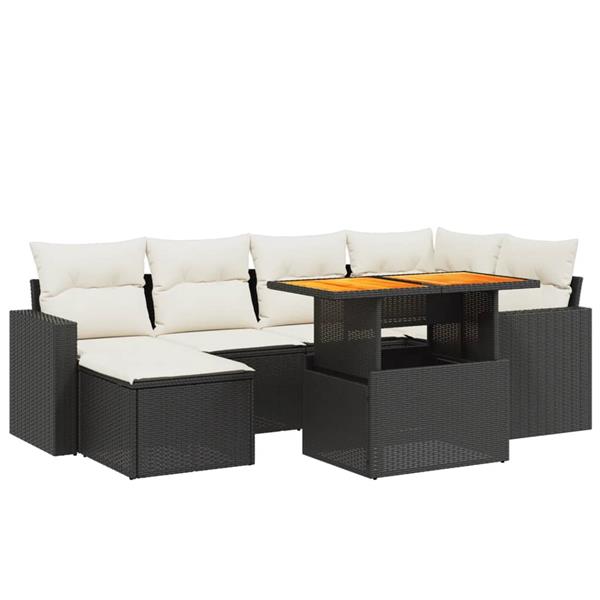 Grote foto vidaxl 7 delige loungeset met kussens poly rattan zwart tuin en terras tuinmeubelen
