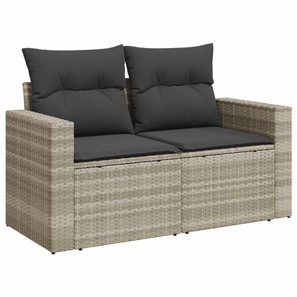 Grote foto vidaxl 6 delige loungeset met kussens poly rattan lichtgrijs tuin en terras tuinmeubelen