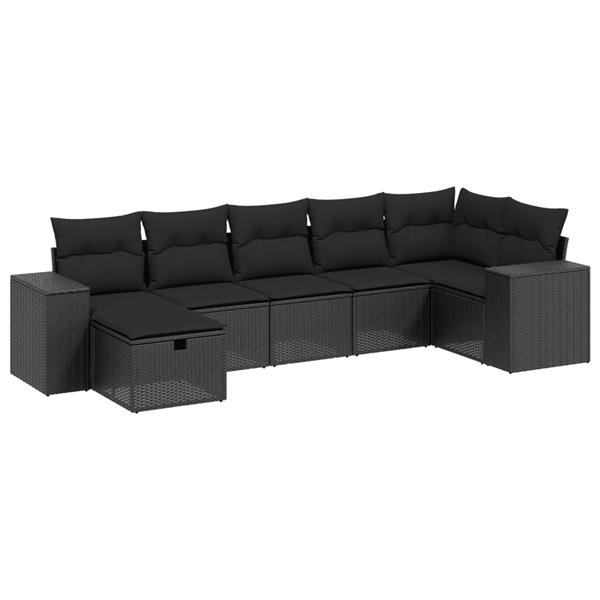 Grote foto vidaxl 8 delige loungeset met kussens poly rattan zwart tuin en terras tuinmeubelen