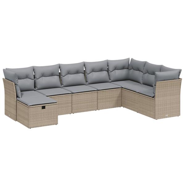 Grote foto vidaxl 8 delige loungeset met kussens poly rattan gemengd beige tuin en terras tuinmeubelen