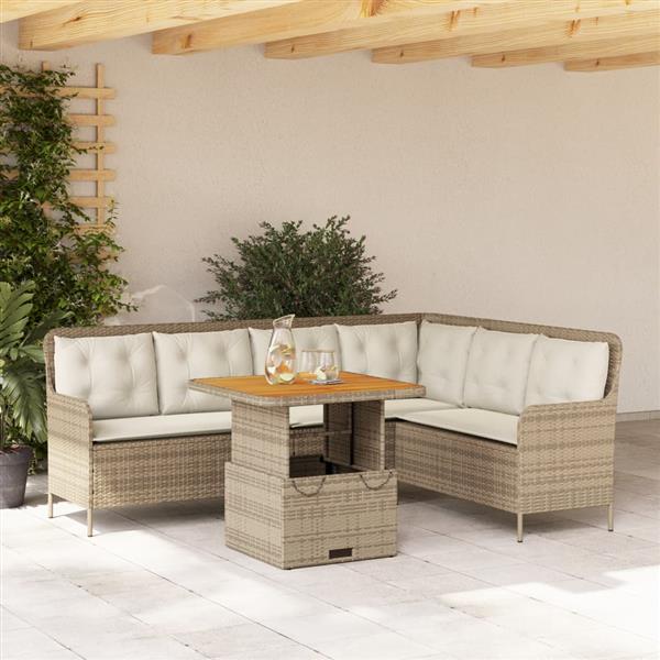 Grote foto vidaxl 2 delige loungeset met kussens poly rattan beige tuin en terras tuinmeubelen