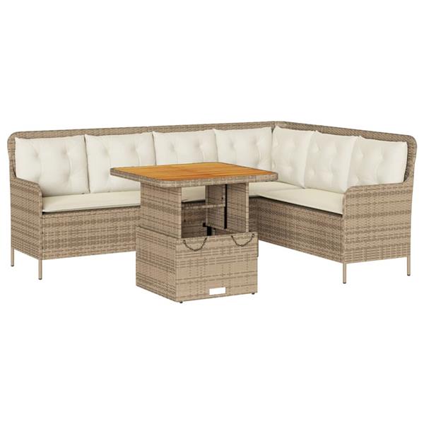 Grote foto vidaxl 2 delige loungeset met kussens poly rattan beige tuin en terras tuinmeubelen