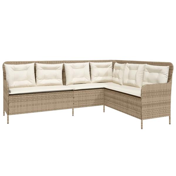 Grote foto vidaxl 2 delige loungeset met kussens poly rattan beige tuin en terras tuinmeubelen