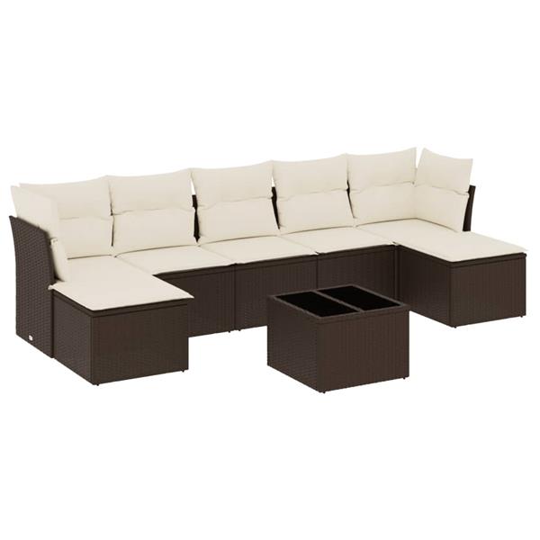 Grote foto vidaxl 8 delige loungeset met kussens poly rattan bruin tuin en terras tuinmeubelen