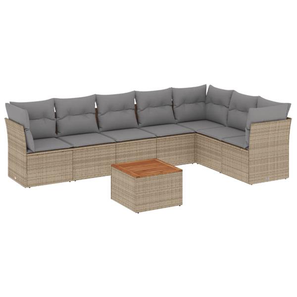 Grote foto vidaxl 8 delige loungeset met kussens poly rattan beige tuin en terras tuinmeubelen