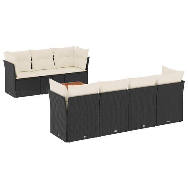 Grote foto vidaxl 8 delige loungeset met kussens poly rattan zwart tuin en terras tuinmeubelen