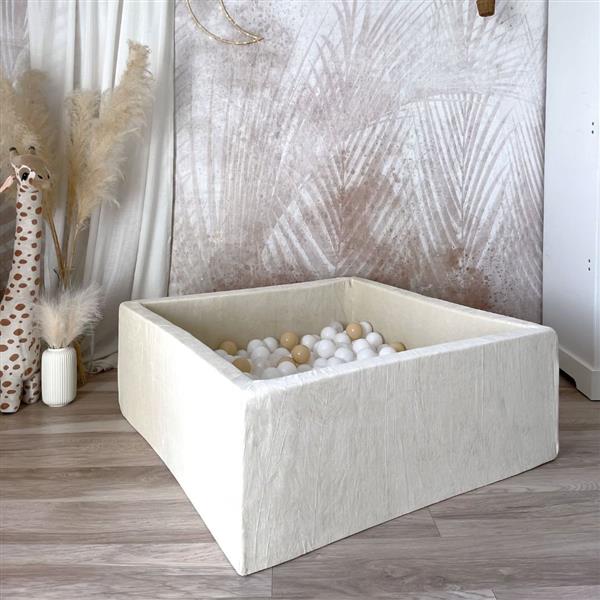 Grote foto ballenbad soft velvet 106x106x40 cm ecru excl ballen kinderen en baby overige