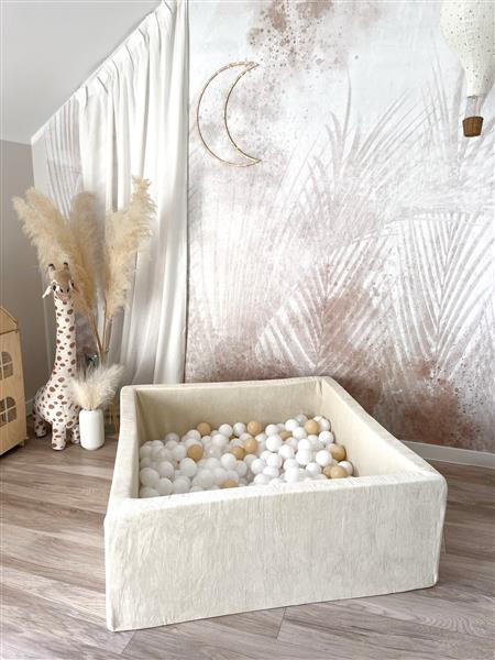 Grote foto ballenbad soft velvet 106x106x40 cm ecru excl ballen kinderen en baby overige
