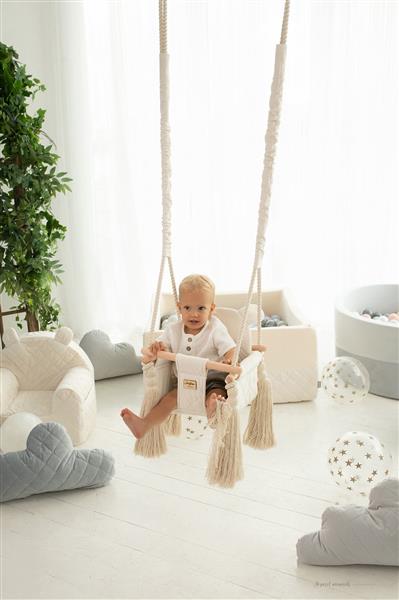 Grote foto babyschommel ecru met veiligheidsgordels deur kozijn 2m kinderen en baby complete kinderkamers