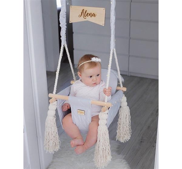Grote foto babyschommel grey met veiligheidsgordels deur kozijn 2m kinderen en baby overige