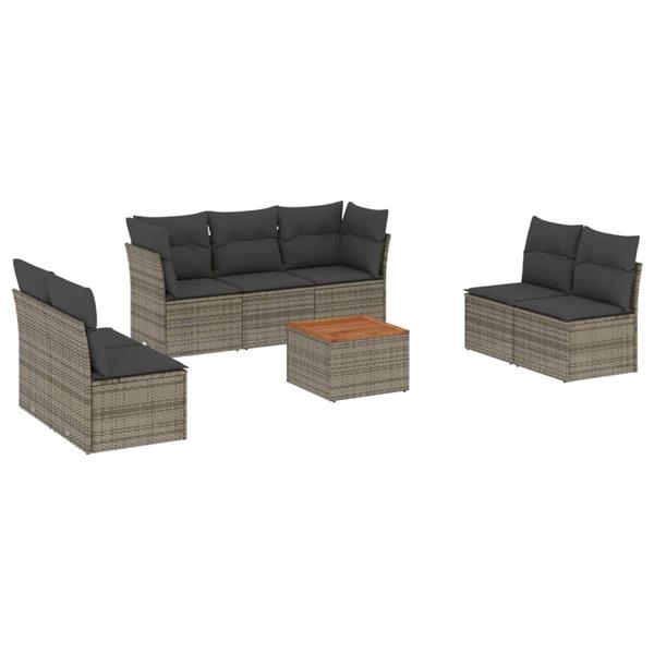 Grote foto vidaxl 8 delige loungeset met kussens poly rattan grijs tuin en terras tuinmeubelen