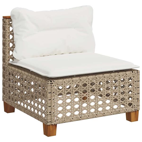 Grote foto vidaxl 5 delige loungeset met kussens poly rattan beige tuin en terras tuinmeubelen