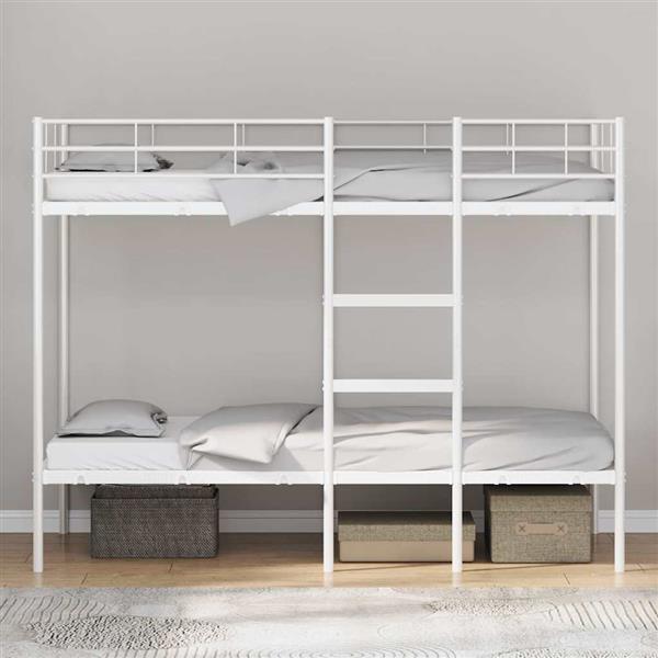 Grote foto vidaxl stapelbed zonder matras 90x200 cm staal wit antiek en kunst stoelen en banken