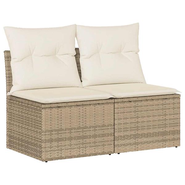Grote foto vidaxl 2 delige loungeset met kussens poly rattan acacia beige tuin en terras tuinmeubelen