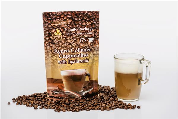 Grote foto ayurakoffie biologisch. gezond. verfrissend. diversen levensmiddelen