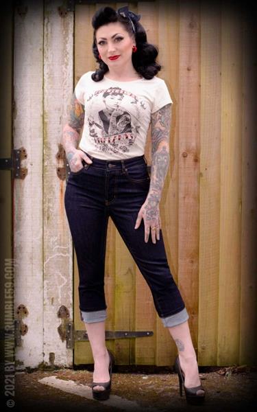 Grote foto rumble 59 denim capri second skin. kleding dames broeken en pantalons
