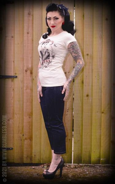 Grote foto rumble 59 denim capri second skin. kleding dames broeken en pantalons