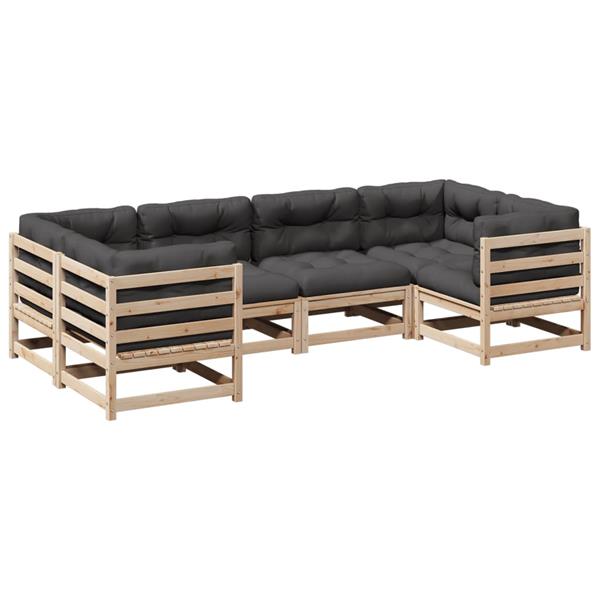 Grote foto vidaxl 6 delige loungeset met kussens massief grenenhout tuin en terras tuinmeubelen