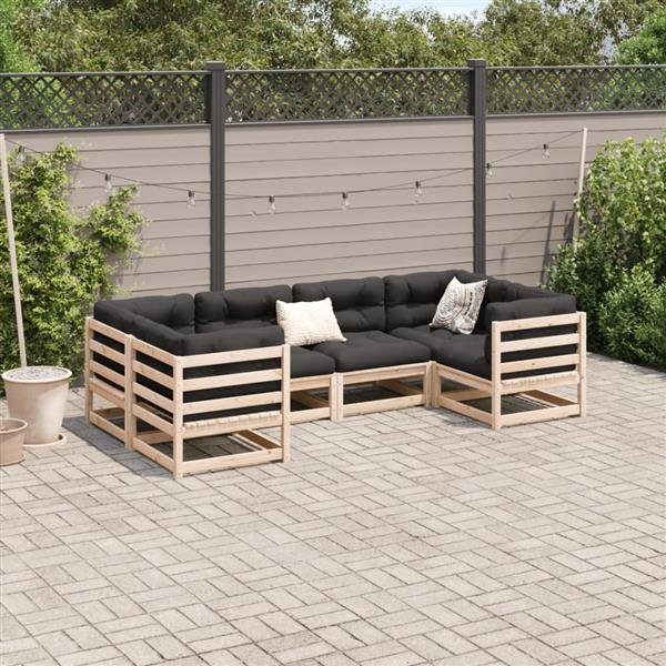 Grote foto vidaxl 6 delige loungeset met kussens massief grenenhout tuin en terras tuinmeubelen
