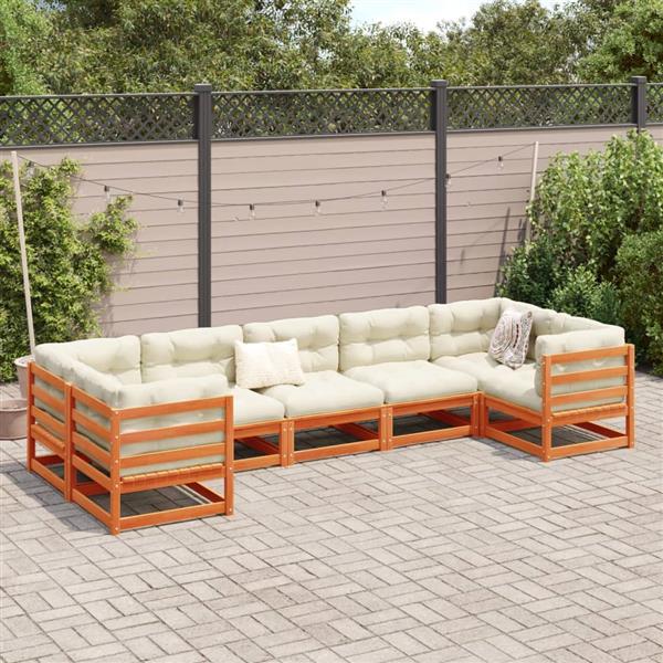 Grote foto vidaxl 7 delige loungeset massief grenenhout wasbruin tuin en terras tuinmeubelen