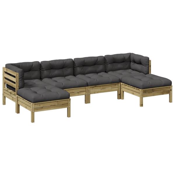 Grote foto vidaxl 6 delige loungeset met kussens ge mpregneerd grenenhout tuin en terras tuinmeubelen