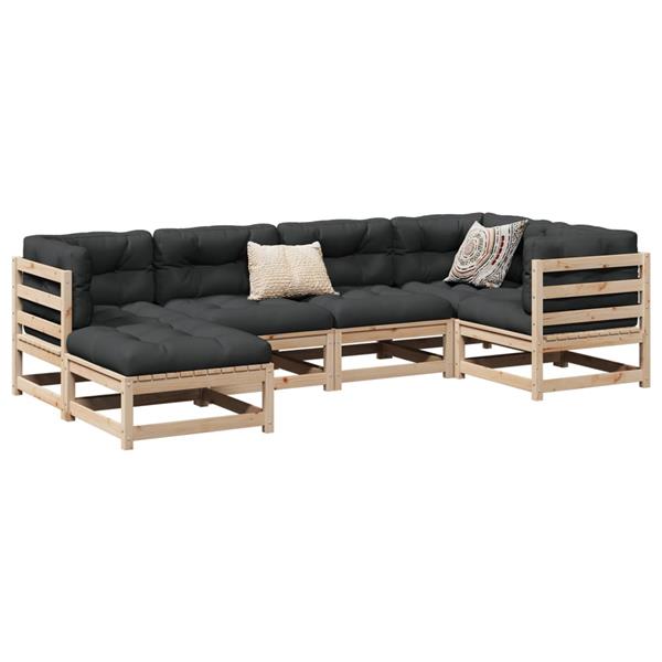 Grote foto vidaxl 6 delige loungeset met kussens massief grenenhout tuin en terras tuinmeubelen