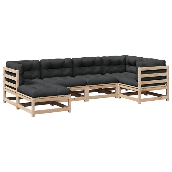 Grote foto vidaxl 6 delige loungeset met kussens massief grenenhout tuin en terras tuinmeubelen