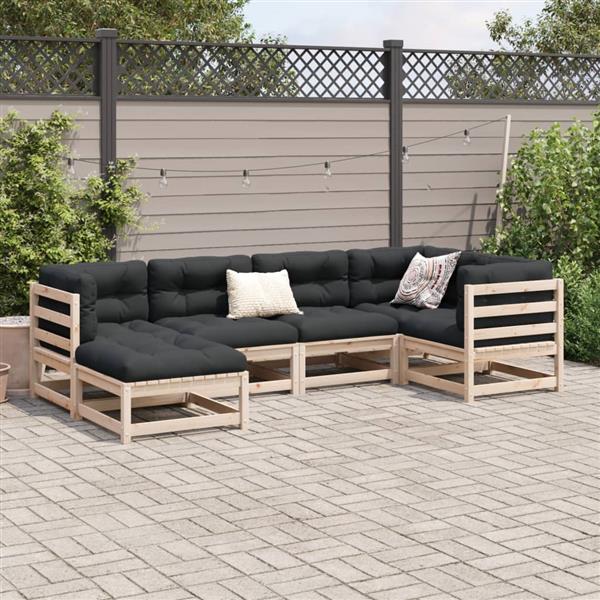 Grote foto vidaxl 6 delige loungeset met kussens massief grenenhout tuin en terras tuinmeubelen