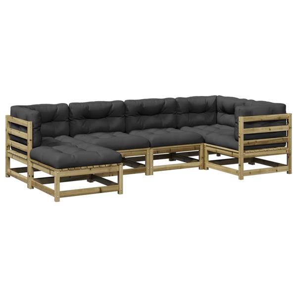 Grote foto vidaxl 6 delige loungeset met kussens ge mpregneerd grenenhout tuin en terras tuinmeubelen