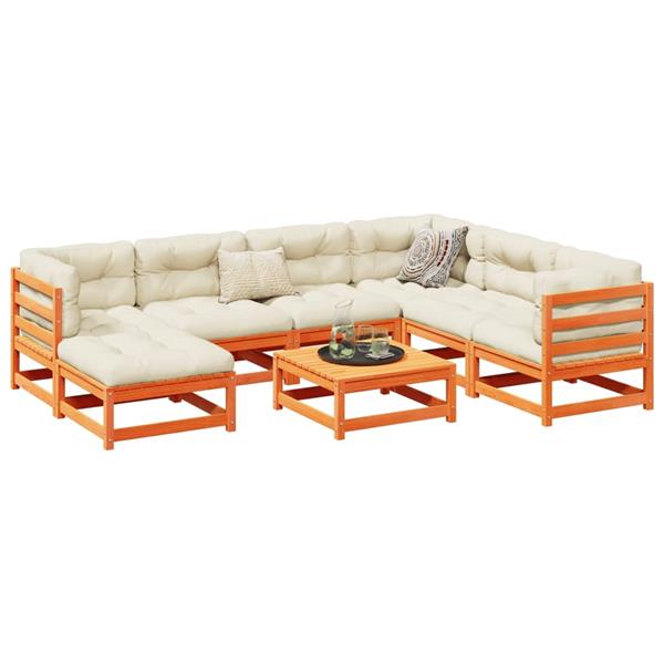 Grote foto vidaxl 8 delige loungeset massief grenenhout wasbruin tuin en terras tuinmeubelen