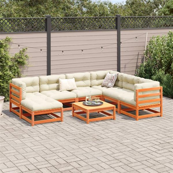 Grote foto vidaxl 8 delige loungeset massief grenenhout wasbruin tuin en terras tuinmeubelen