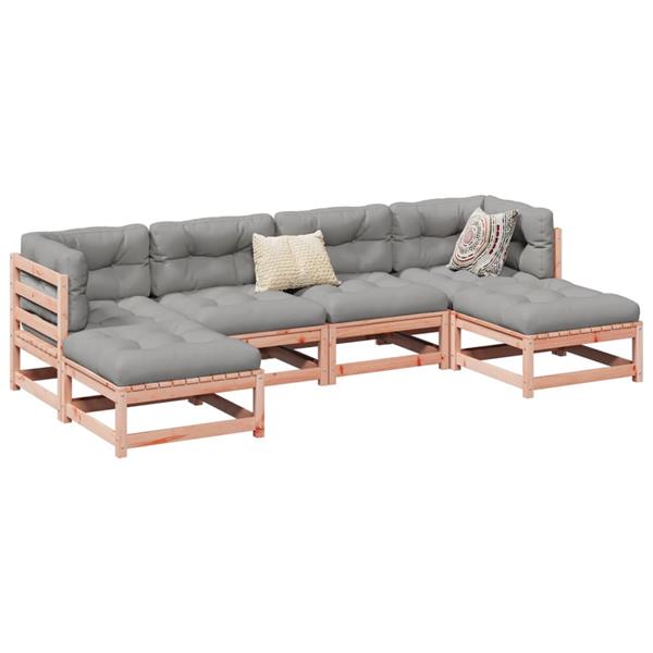 Grote foto vidaxl 6 delige loungeset met kussens massief douglas vurenhout tuin en terras tuinmeubelen