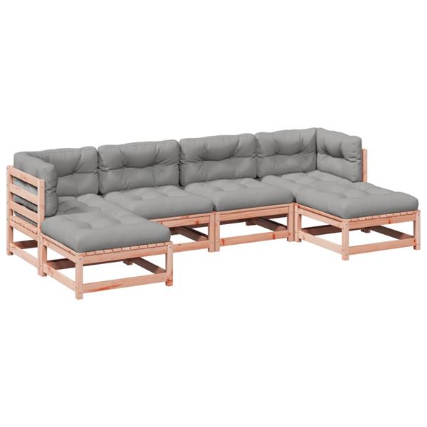 Grote foto vidaxl 6 delige loungeset met kussens massief douglas vurenhout tuin en terras tuinmeubelen