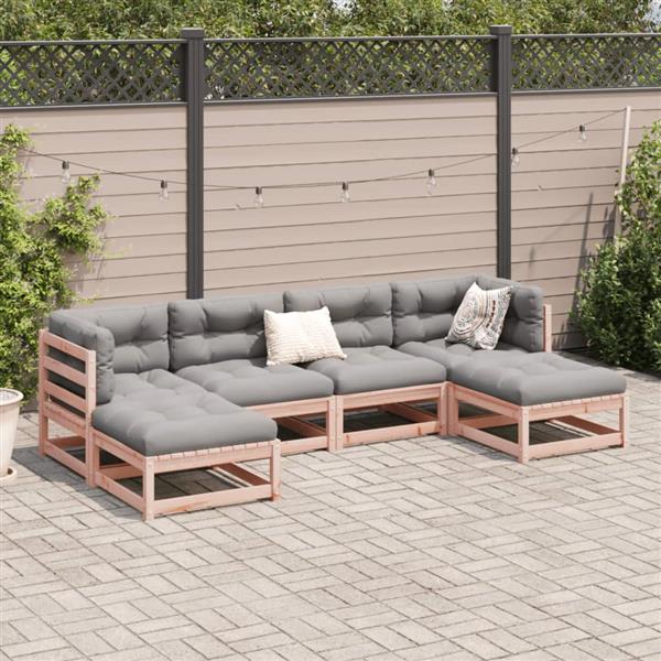 Grote foto vidaxl 6 delige loungeset met kussens massief douglas vurenhout tuin en terras tuinmeubelen