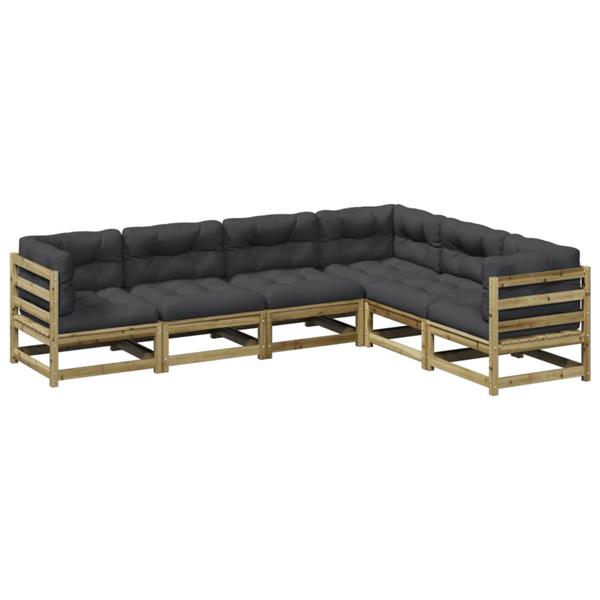 Grote foto vidaxl 6 delige loungeset met kussens ge mpregneerd grenenhout tuin en terras tuinmeubelen