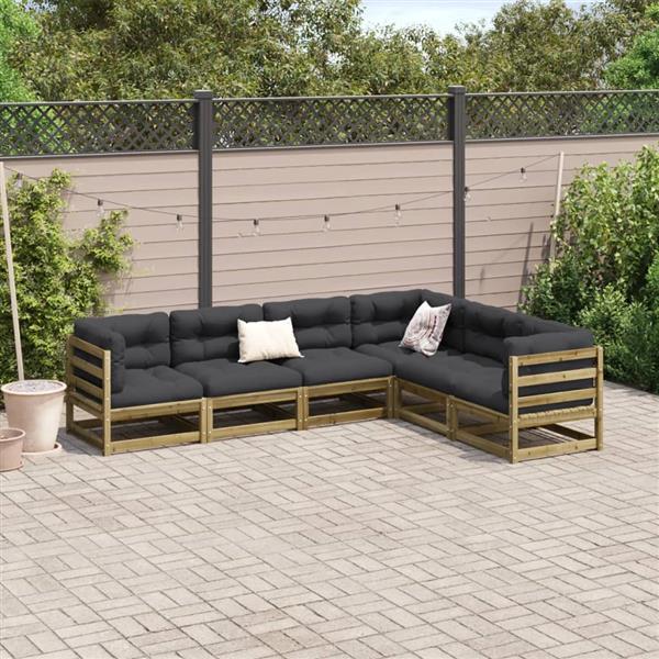 Grote foto vidaxl 6 delige loungeset met kussens ge mpregneerd grenenhout tuin en terras tuinmeubelen